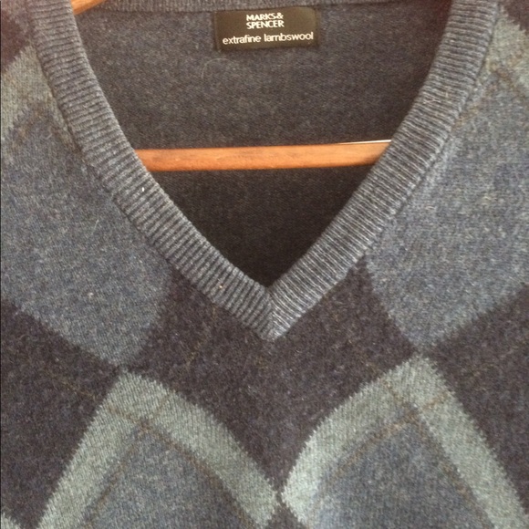 UK-XXL M&S Diamond Plaid Lambswool Sweater - Picture 2 of 8